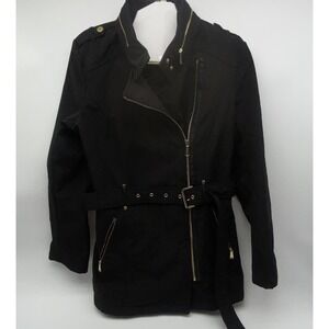 Michael‎ Kors Trench Coat Women's Size Small Zip-In Lining Gold-Tone Zippers EUC